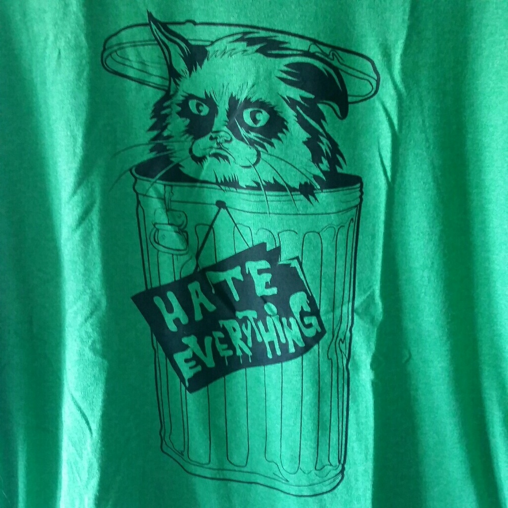 Green Grumpy Cat the Grouch Hate Everything Shirt